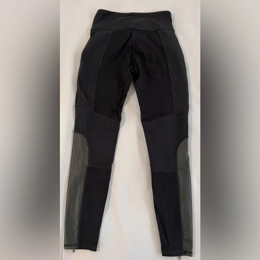 Athleta Womens Leggings Sz Small Black Luxe Ponte Faux Leather High Waisted‎